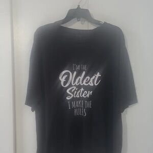 SHEIN Black Graphic Tee - Oldest Sister